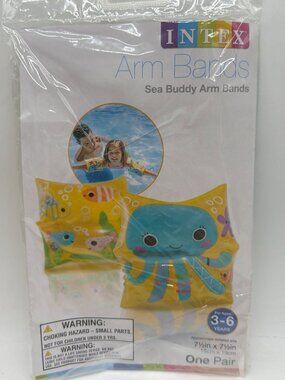 Intex Sea Buddy Inflatable Arm Bands For Kids Ages 3-6 7½in x 7½in Yellow & Blue